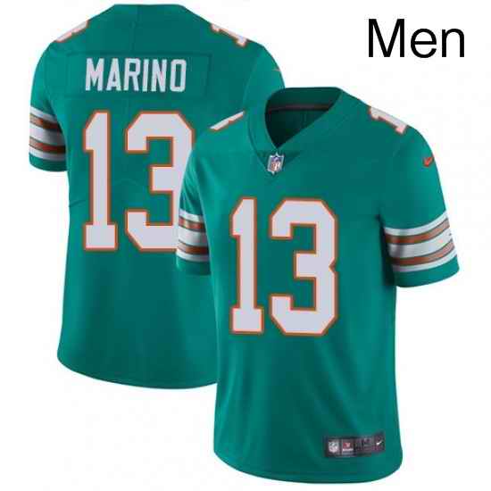 Mens Nike Miami Dolphins 13 Dan Marino Aqua Green Alternate Vapor Untouchable Limited Player NFL Jersey